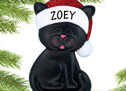 personalized personalized black cat with santa hat christmas ornament – Christmas ornament, holiday tree decoration or gift