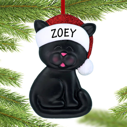 personalized personalized black cat with santa hat christmas ornament – Christmas ornament, holiday tree decoration or gift
