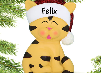 custom personalized tabby cat with santa hat christmas ornament – Christmas ornament, holiday tree decoration or gift