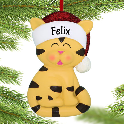 custom personalized tabby cat with santa hat christmas ornament – Christmas ornament, holiday tree decoration or gift
