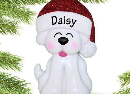 personalized personalized white dog christmas ornament with santa hat christmas ornament – Christmas ornament, holiday tree d