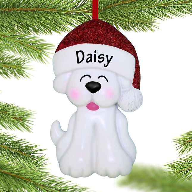 personalized personalized white dog christmas ornament with santa hat christmas ornament – Christmas ornament, holiday tree d