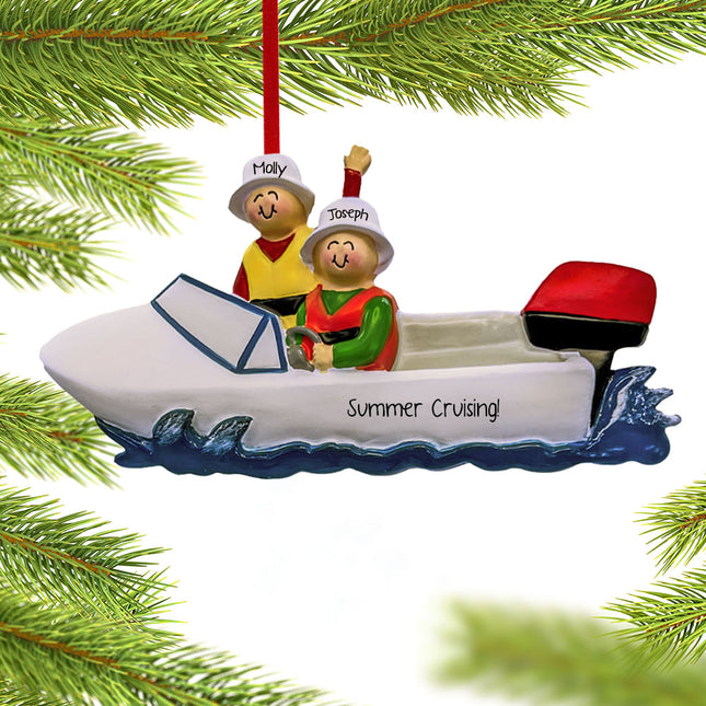 keepsake personalized boat couple christmas ornament – Christmas ornament, holiday tree decoration or gift