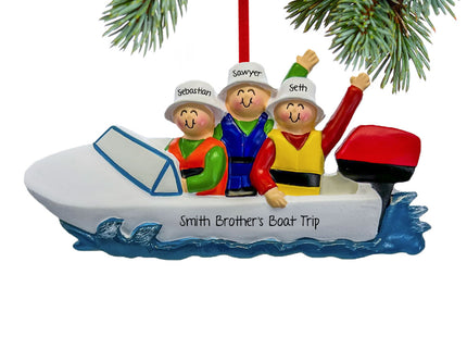 holiday personalized boating family of 3 christmas ornament – Christmas ornament, holiday tree decoration or gift
