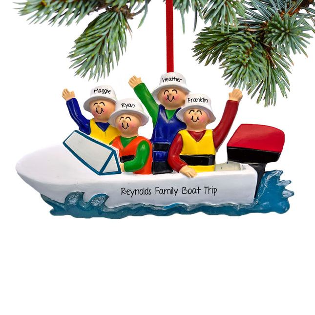 Boating Family Personalized Ornament - 3, 4, 5 Family Members