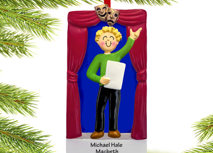 decorative personalized actor on stage male blonde christmas ornament – Christmas ornament, holiday tree decoration or gift