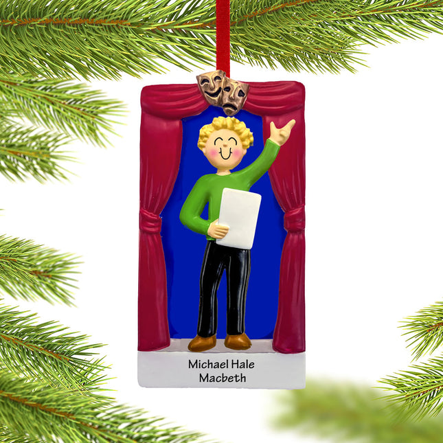 decorative personalized actor on stage male blonde christmas ornament – Christmas ornament, holiday tree decoration or gift