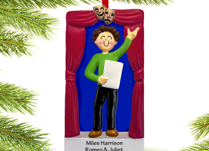 personalized personalized actor on stage male brunette christmas ornament – Christmas ornament, holiday tree decoration or gi