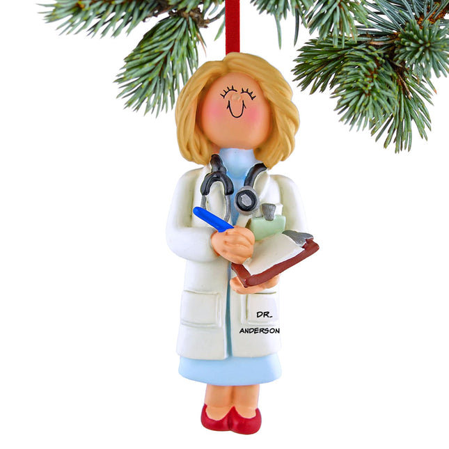 custom personalized doctor female christmas ornament – Christmas ornament, holiday tree decoration or gift
