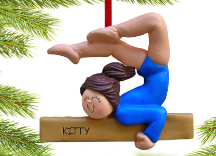 keepsake personalized gymnastics girl on a balance beam in blue leotard christmas ornament – Christmas ornament, holiday tree