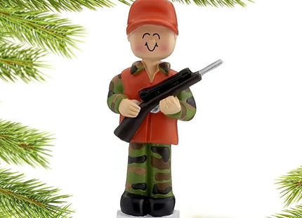 holiday personalized hunter in orange hat and vest with rifle christmas ornament – Christmas ornament, holiday tree decoratio