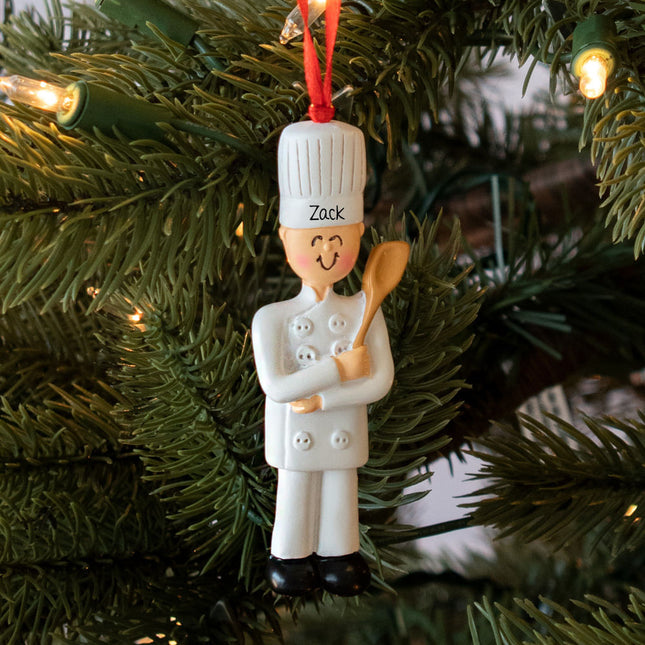 engraved personalized chef male christmas ornament – Christmas ornament, holiday tree decoration or gift