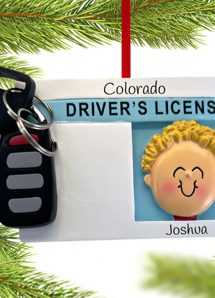 Personalized License with Key Boy Christmas Ornament - by ORNAMENT CENTRAL Personalized Ornament