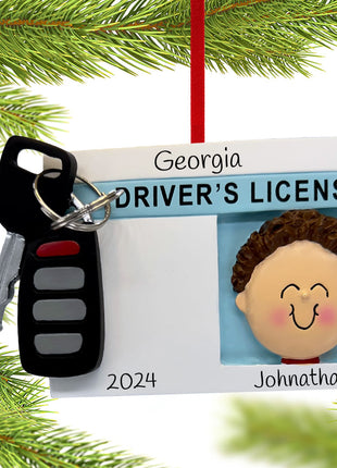 Personalized License with Key Boy Christmas Ornament - by ORNAMENT CENTRAL Personalized Ornament