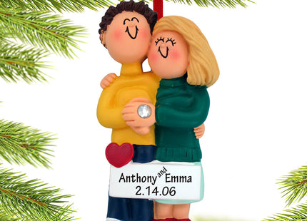 custom personalized engagement couple hugging each other christmas ornament – Christmas ornament, holiday tree decoration or 