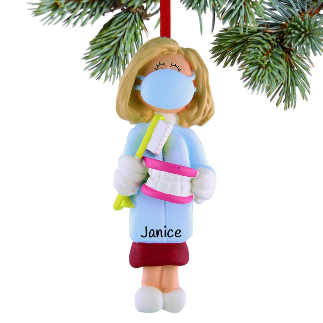 holiday personalized dentist/hygienist female christmas ornament – Christmas ornament, holiday tree decoration or gift
