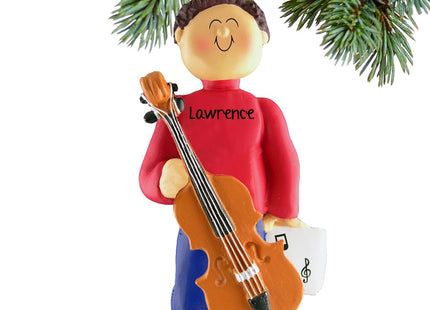 engraved personalized cello player male christmas ornament – Christmas ornament, holiday tree decoration or gift