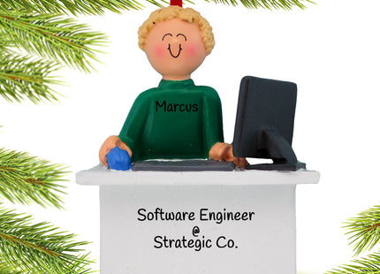decorative personalized computer male christmas ornament – Christmas ornament, holiday tree decoration or gift