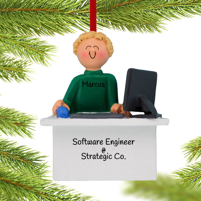 decorative personalized computer male christmas ornament – Christmas ornament, holiday tree decoration or gift
