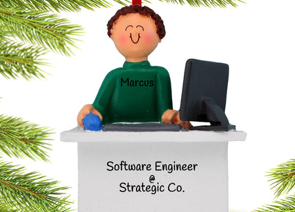 keepsake personalized computer male christmas ornament – Christmas ornament, holiday tree decoration or gift