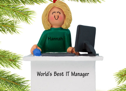 decorative personalized computer female christmas ornament – Christmas ornament, holiday tree decoration or gift
