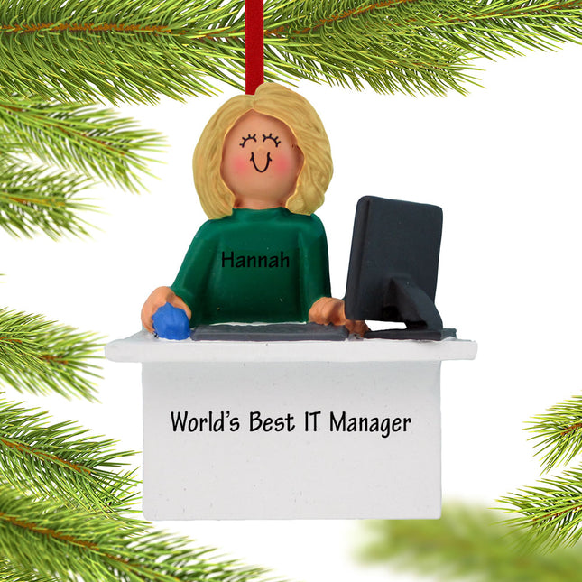 Computer With Desk & Screen Personalized Ornament