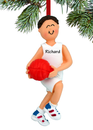 Personalized Basketball Player Holding Basketball Boy Christmas Ornament - by ORNAMENT CENTRAL Personalized Ornament