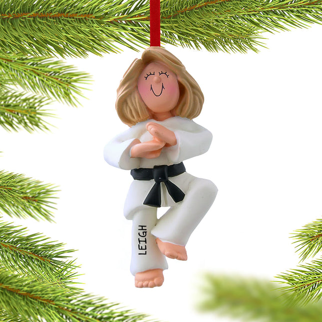 engraved personalized karate female christmas ornament – Christmas ornament, holiday tree decoration or gift
