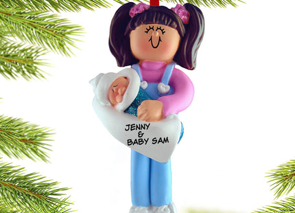 decorative personalized big sister holding baby christmas ornament – Christmas ornament, holiday tree decoration or gift