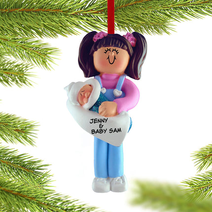 Big Sister Holding Baby Christmas Ornament