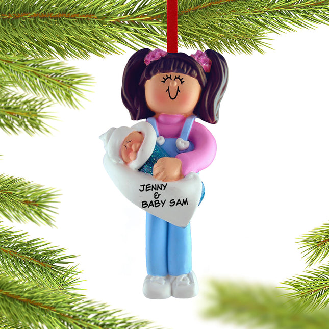 Big Sister Holding Baby Christmas Ornament