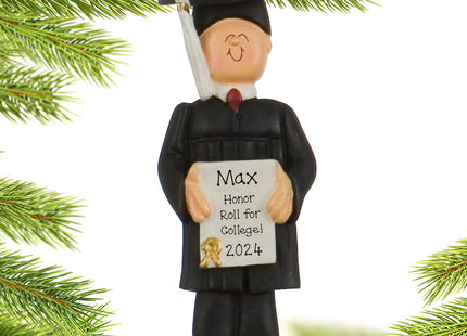 custom personalized graduate male christmas ornament – Christmas ornament, holiday tree decoration or gift
