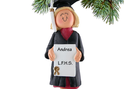 engraved personalized graduate female christmas ornament – Christmas ornament, holiday tree decoration or gift