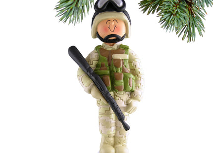 engraved personalized soldier in fatigues christmas ornament – Christmas ornament, holiday tree decoration or gift