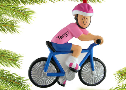 decorative personalized bicycle rider female christmas ornament – Christmas ornament, holiday tree decoration or gift