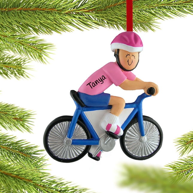 decorative personalized bicycle rider female christmas ornament – Christmas ornament, holiday tree decoration or gift