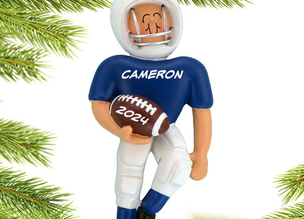 custom personalized football player - blue christmas ornament – Christmas ornament, holiday tree decoration or gift