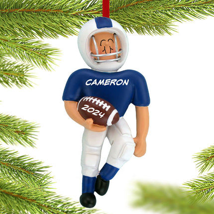 custom personalized football player - blue christmas ornament – Christmas ornament, holiday tree decoration or gift