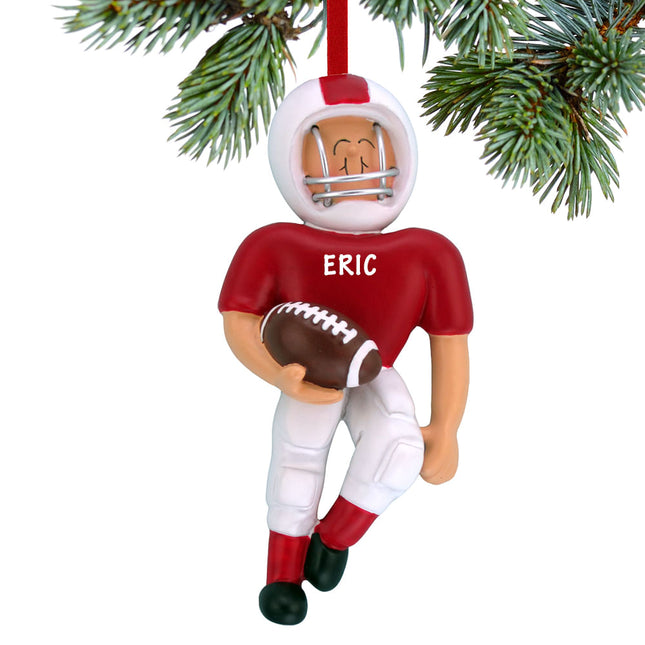 keepsake personalized football player - red christmas ornament – Christmas ornament, holiday tree decoration or gift