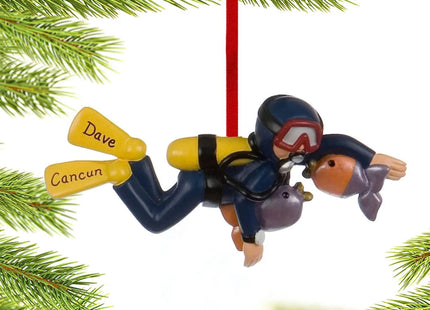 holiday personalized scuba diver male christmas ornament – Christmas ornament, holiday tree decoration or gift
