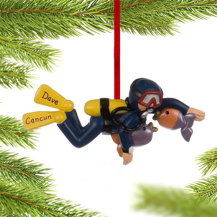 Scuba Diver Personalized Ornament - Female or Male