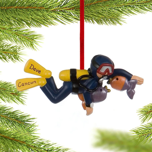 Scuba Diver Personalized Ornament - Female or Male