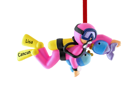 Scuba Diver Personalized Ornament - Female or Male