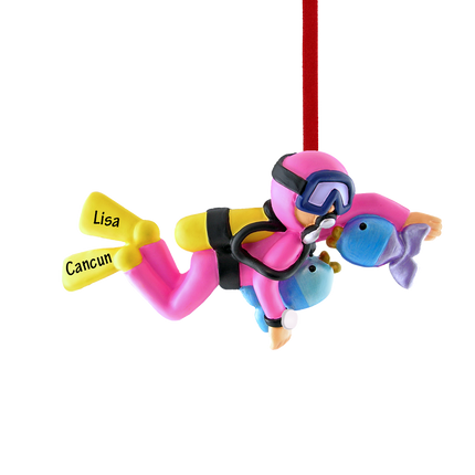 Scuba Diver Personalized Ornament - Female or Male