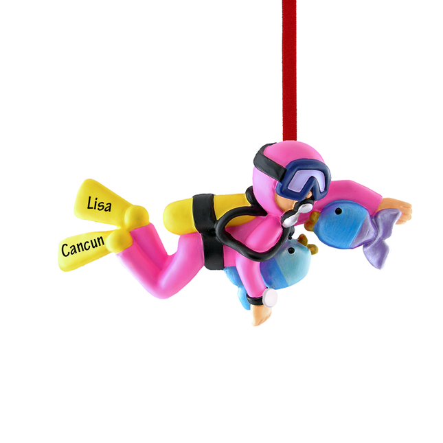 Scuba Diver Personalized Ornament - Female or Male