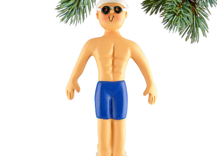 engraved personalized swimmer male christmas ornament – Christmas ornament, holiday tree decoration or gift