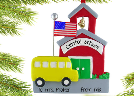 keepsake personalized school with school bus christmas ornament – Christmas ornament, holiday tree decoration or gift