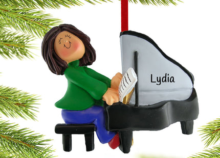 decorative personalized piano player female christmas ornament – Christmas ornament, holiday tree decoration or gift