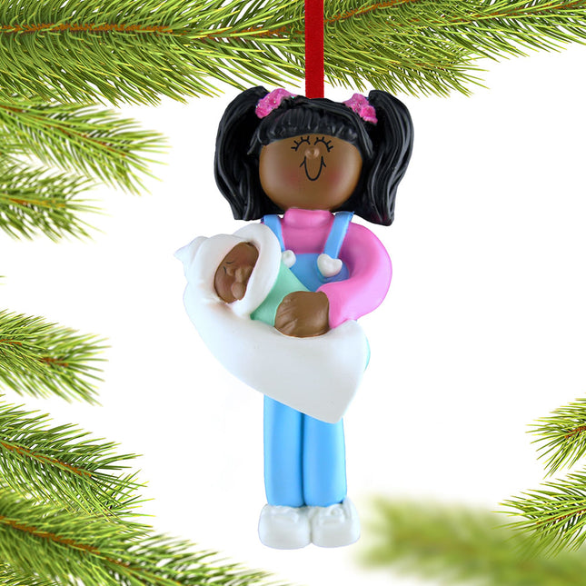 Big Sister Holding Baby Christmas Ornament