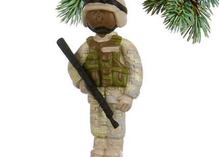 custom personalized ethnic soldier in fatigues christmas ornament – Christmas ornament, holiday tree decoration or gift